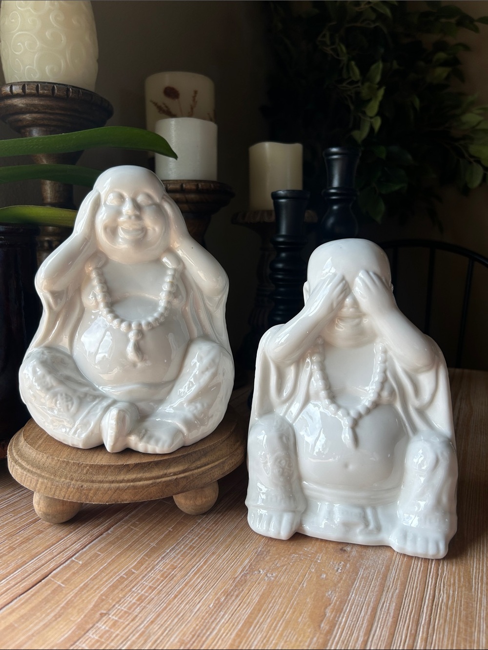 Two Happy Buddha See No Evil & Hear No Evil Fun Home Office Decor